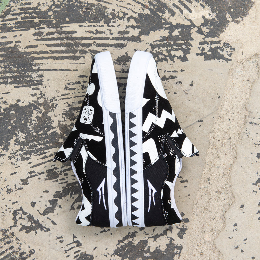 Lakai x Esow Owen VLK Skate Shoes - Black/White Suede