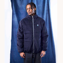 Load image into Gallery viewer, Blue Flowers &#39;Ablaze&#39; Puffer Jacket
