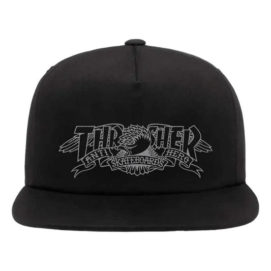 Thrasher X Anti Hero "Mag Banner" Snapback - Black