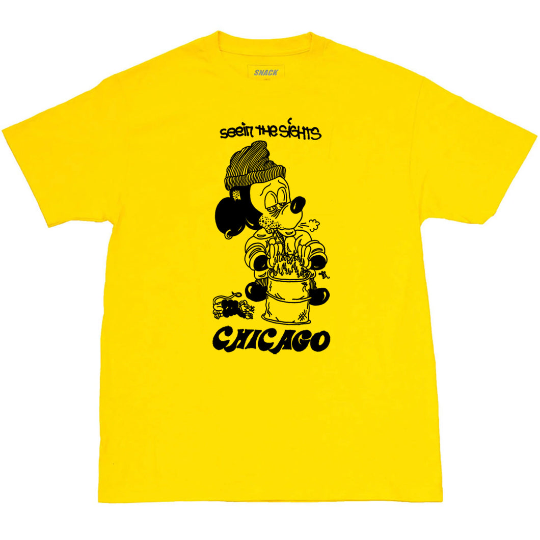 Snack 'Seeing The Sights - Chicago' T-Shirt - Yellow (Various Sizes)