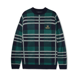 Buttergoods "Plaid Knit" Sweater - Navy/Forest/White - Various Sizes