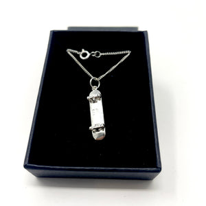 Silver Skateboard Pendant and Chain