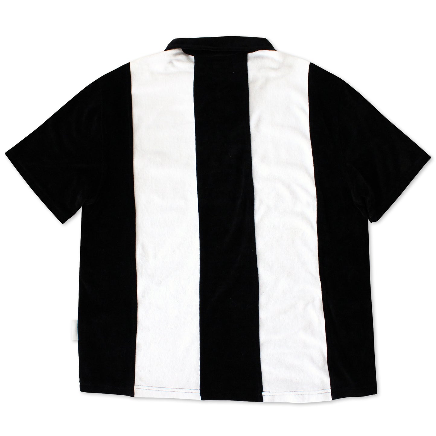 Cafe 'Stripe 1/4 Zip' Velour Polo Shirt (Black/White)