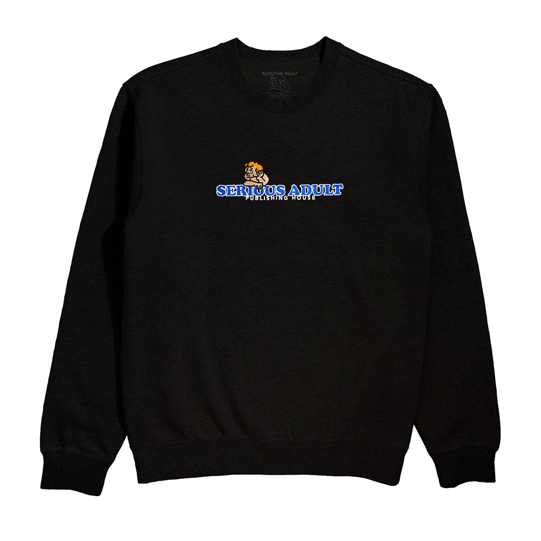 Serious Adult 'Thinking Man' Crewneck - Black